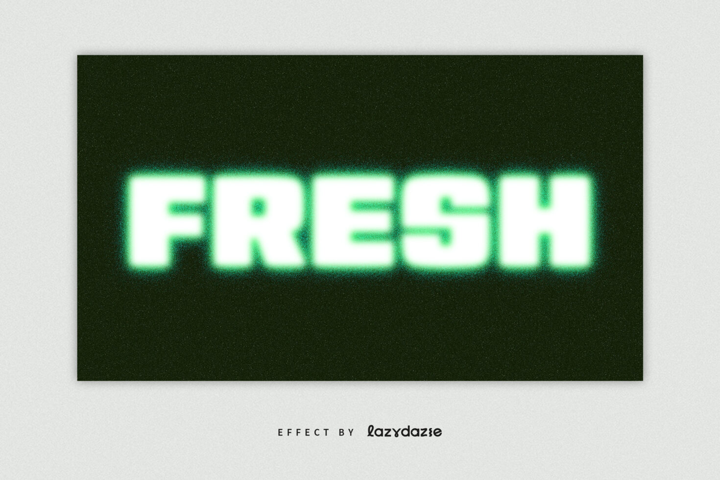 Bright green glowing neon text saying FRESH on dark background