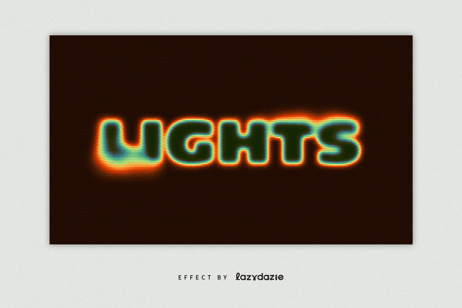 Glowing neon text NIGHTS in orange cyan with intense halo effect on dark scan line background