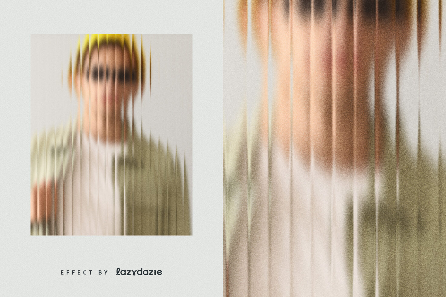 Vertical line blur effect applied to portrait photo showing soft distortion