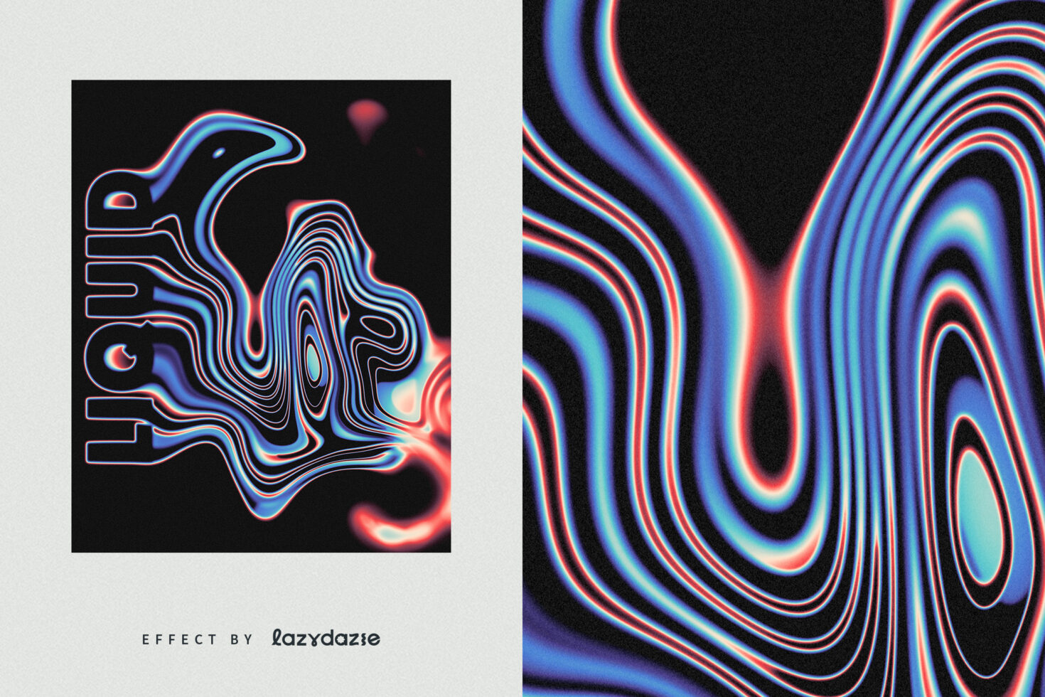 Chromatic aberration liquid swirl effect with blue pink color separation