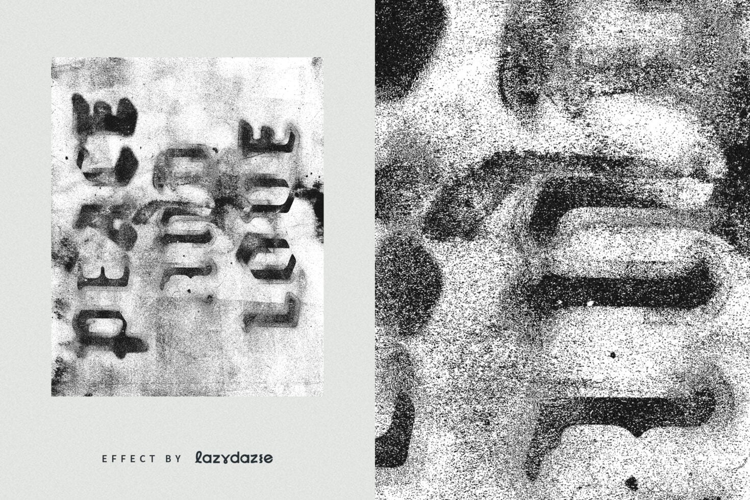 Distressed grainy text layouts showing numbers arranged in grid pattern with heavy noise effect
