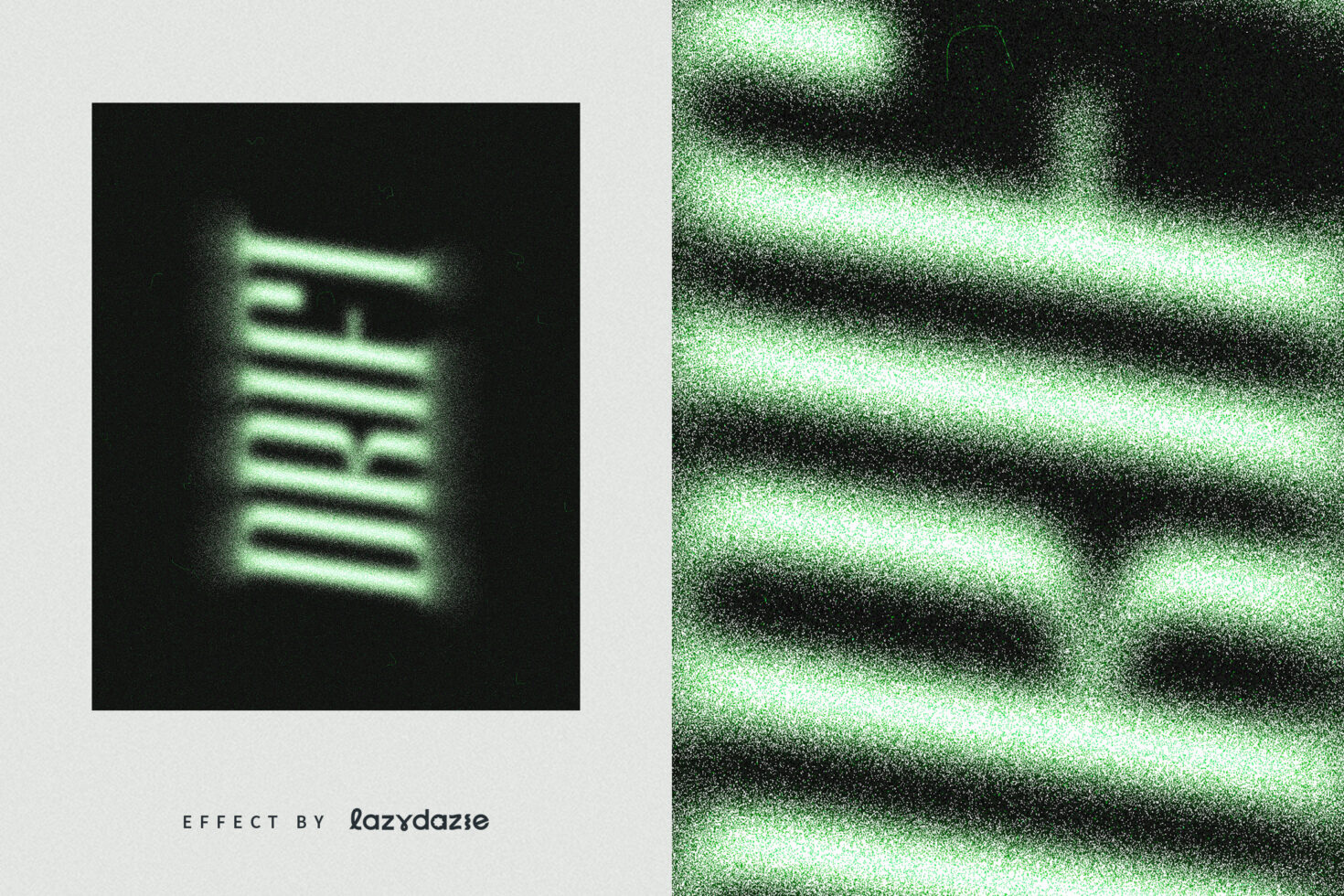 Glitchy pixelated text overlaid on green scanline pattern texture