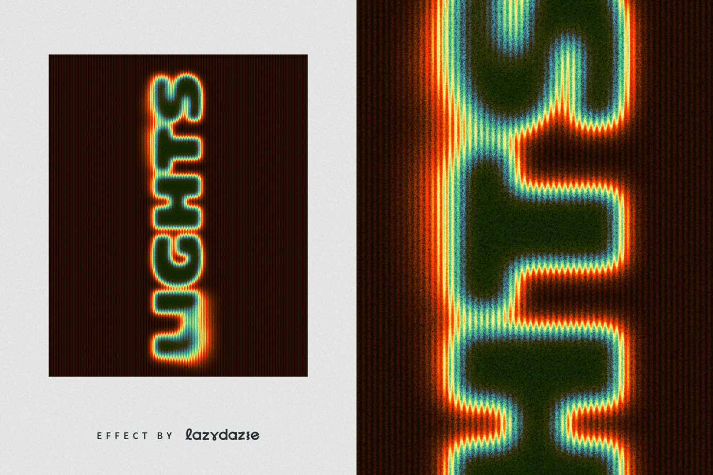 Glitchy neon text saying GLCHS with orange, cyan, green scan lines on dark background