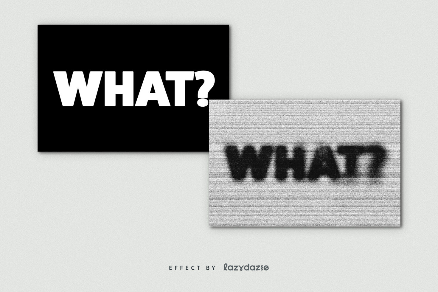 Bold white letters changing to glitchy rainbow edge text effect