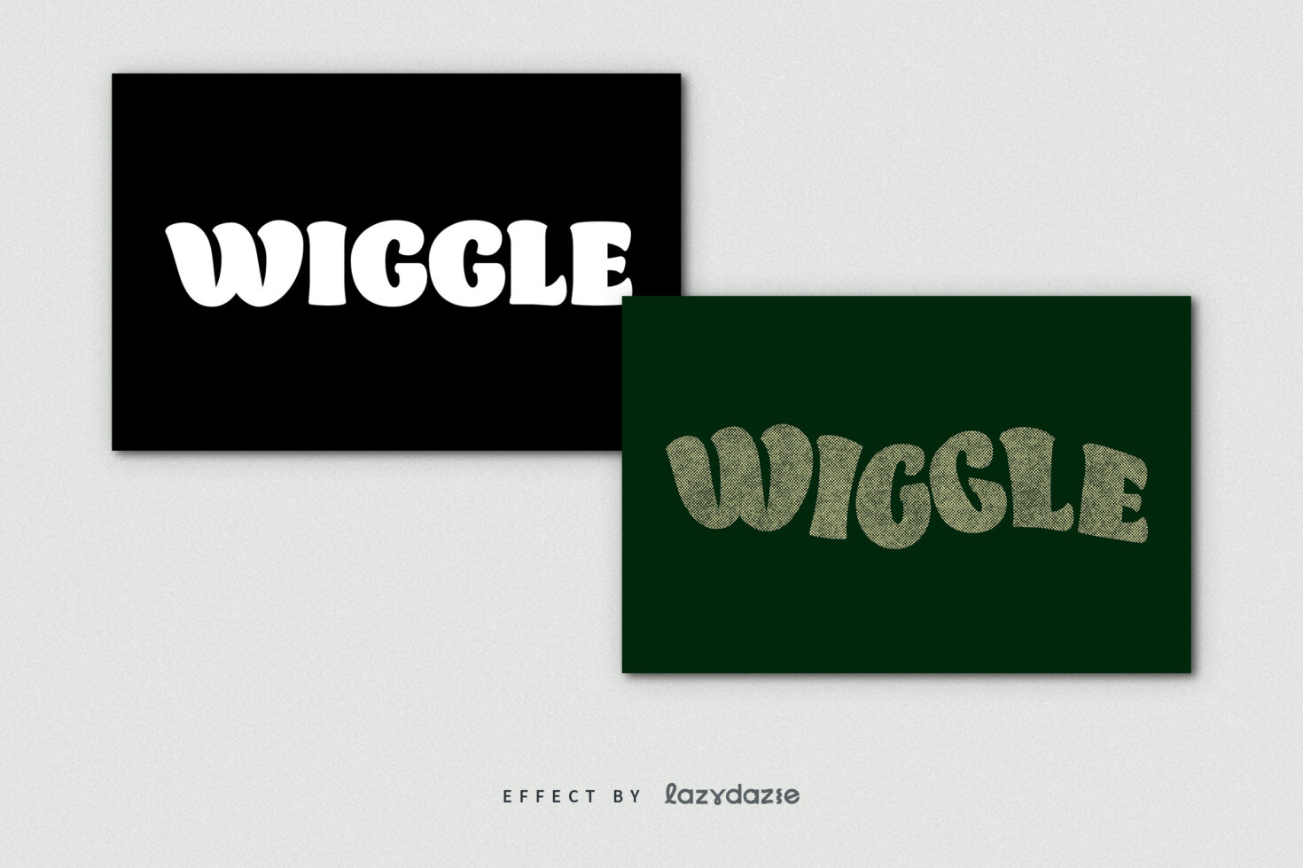 Two overlapping cards showing wavy text in solid white plus dotted effect