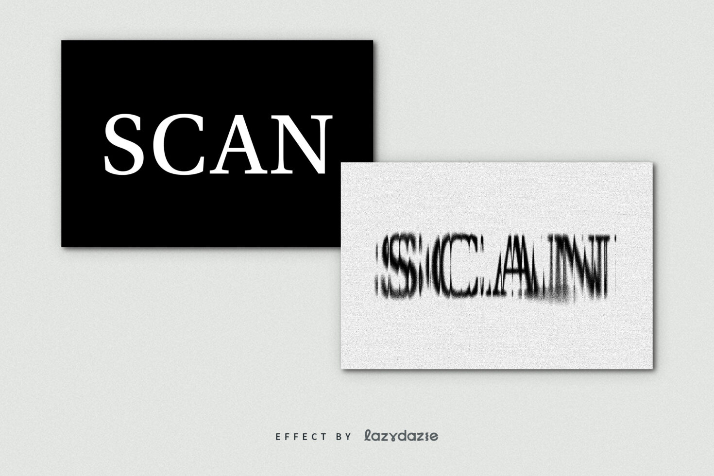 Two overlapping rectangles showing SCAN in black box, SCLAINT pixelated in second box