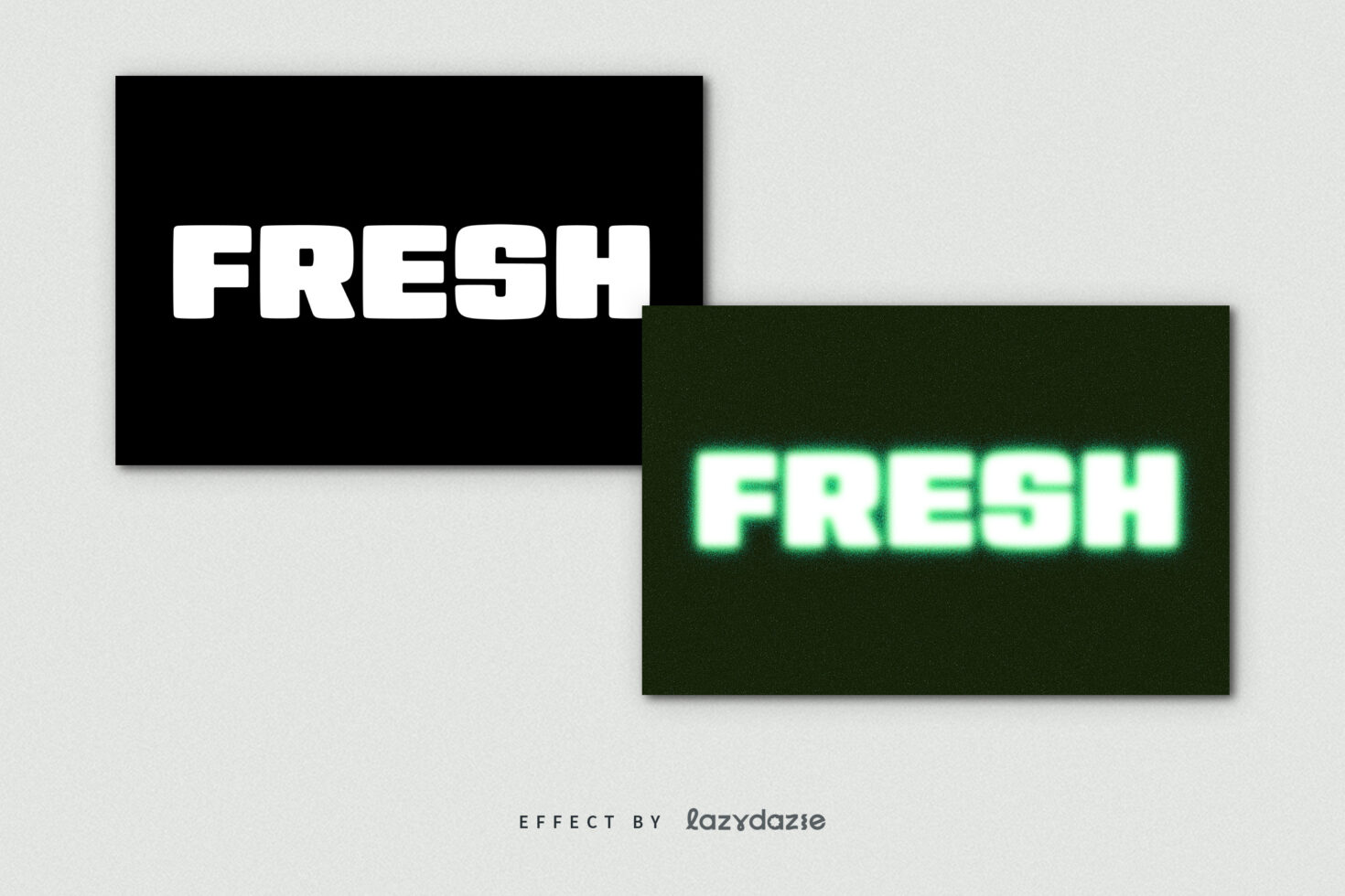 Fresh word shown twice with clean white version shifting to green neon glow
