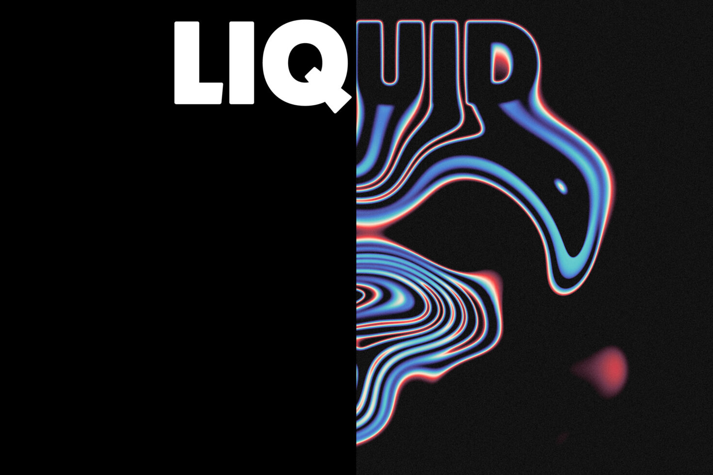 Wavy liquid distortion with cyan magenta chromatic shift layered text