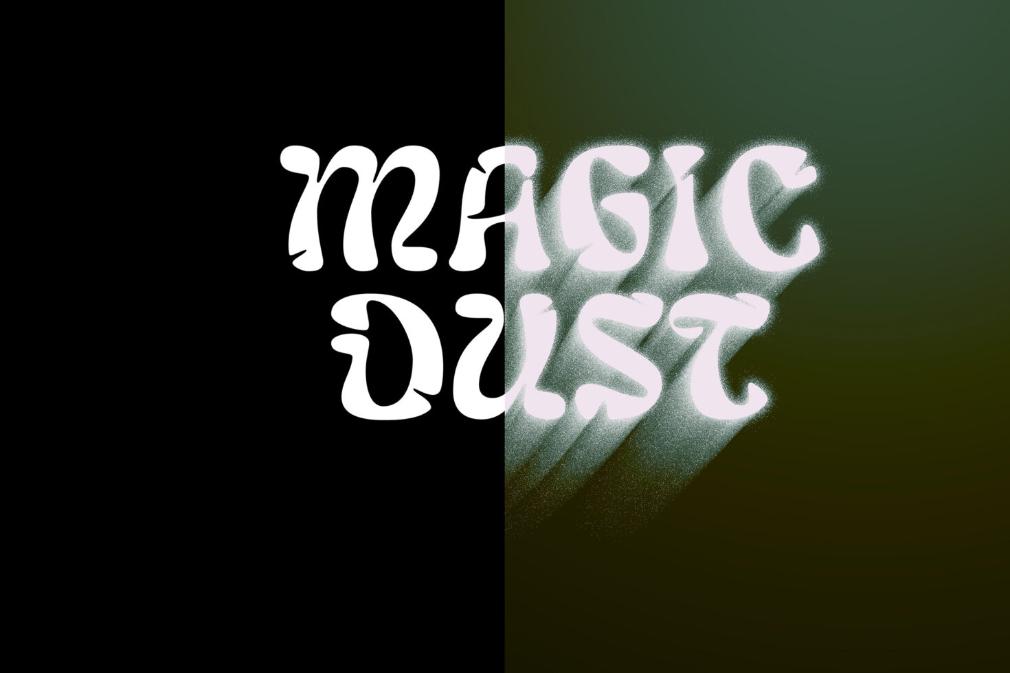 Image Dust text split tone white on black with grainy pink overlay