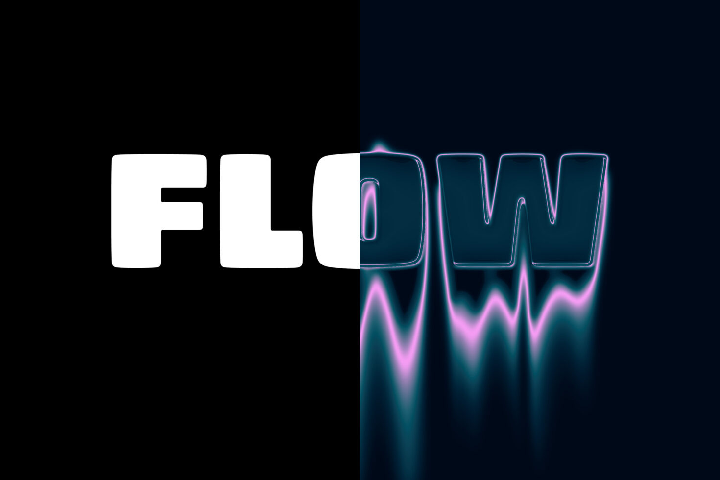 White block letters FLU with neon cyan waveform flowing below text