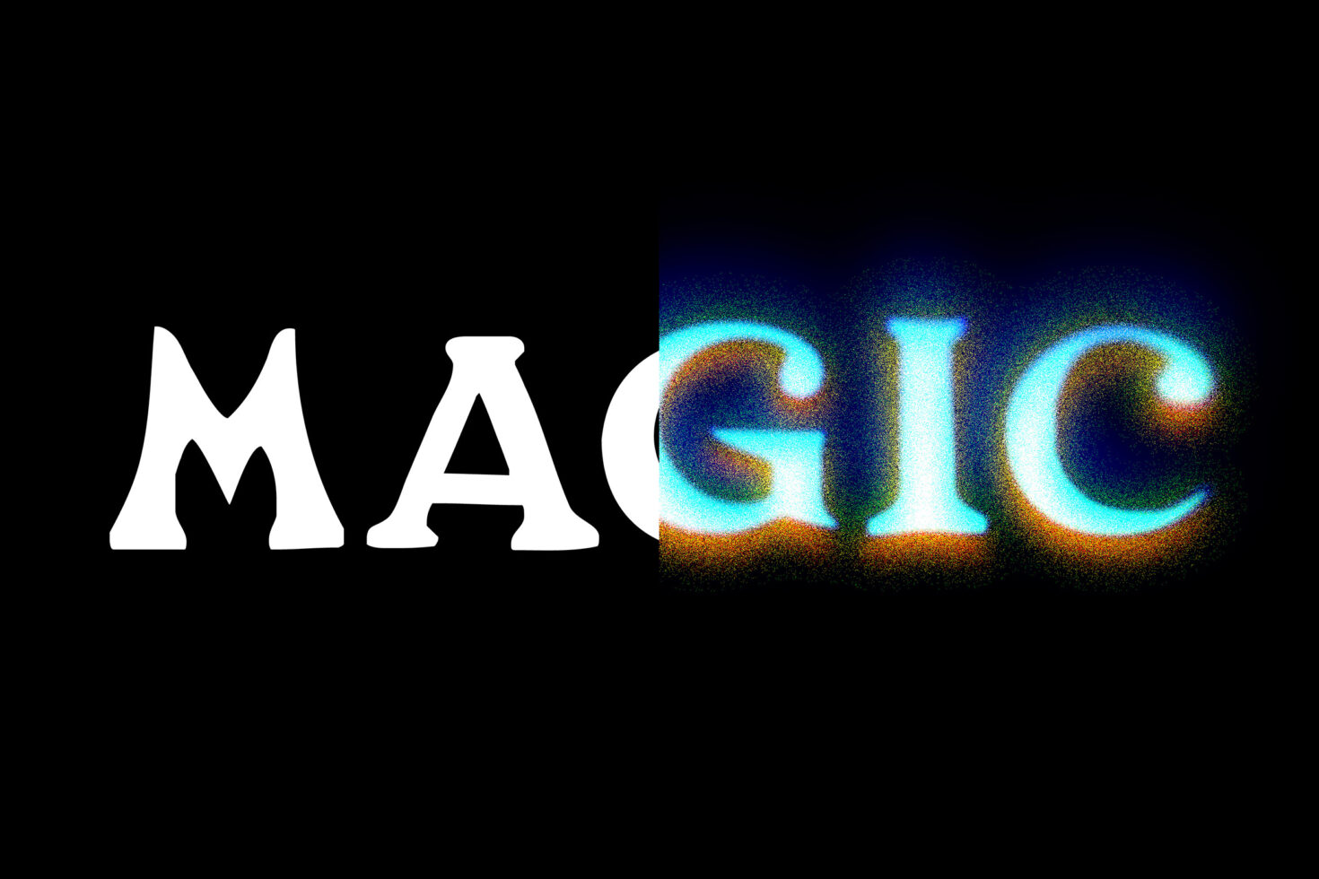 Split image showing MA in white, GIC in cyan orange glow