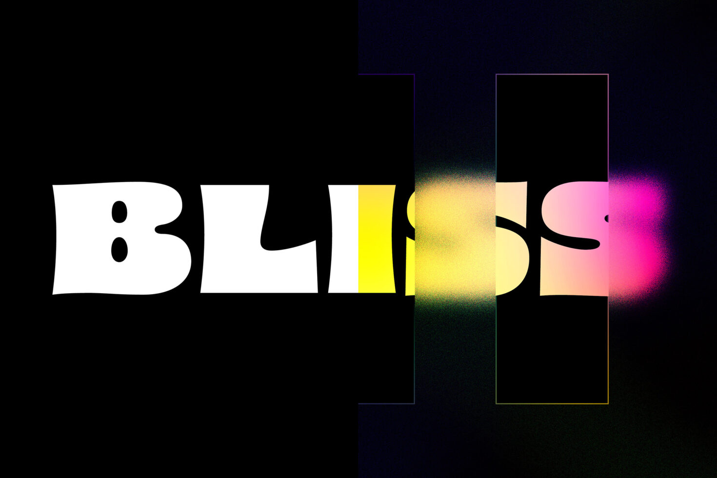 Blend text with color gradient blur boxes overlaid on black background