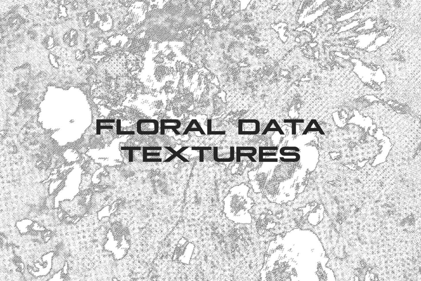Floral data textures title overlay on detailed botanical illustration background