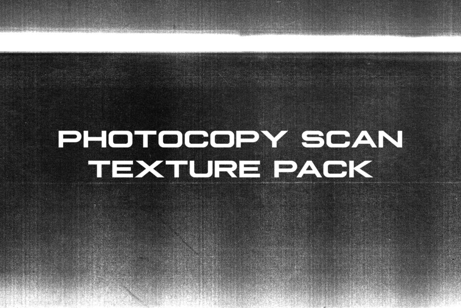 White text reading photocopy scan texture pack on grainy background