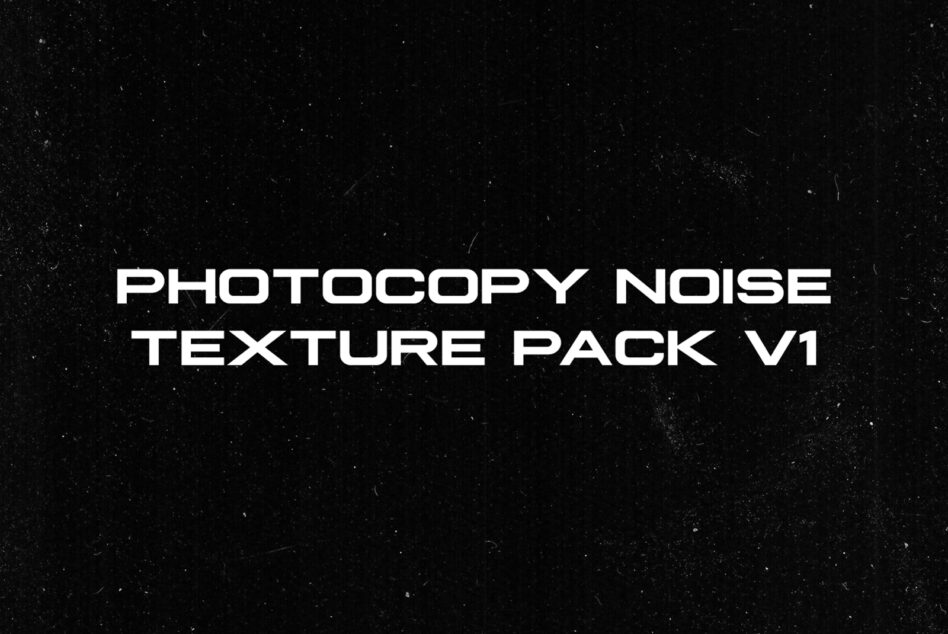 Black grainy photocopy noise texture with white sans serif title text centered