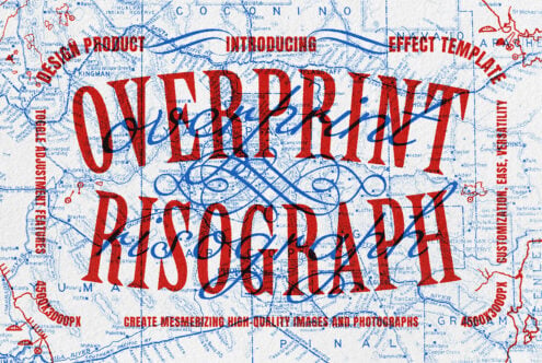 Vintage map overlay with bold red Old Print Road text over blue route lines