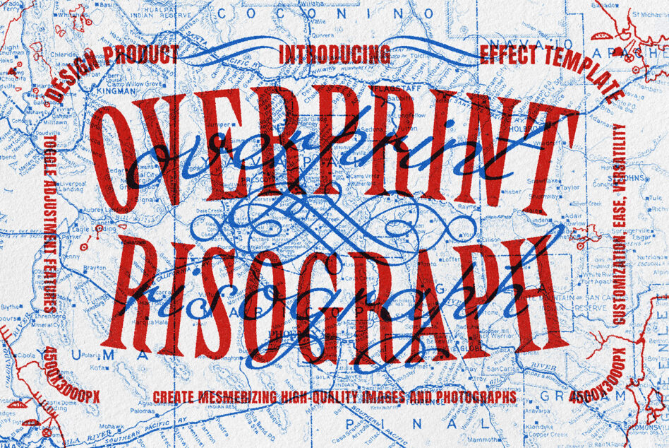 Vintage map overlay with bold red Old Print Road text over blue route lines