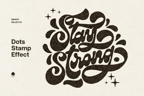 Organic stamp effect applied to playful script lettering with sparkles
