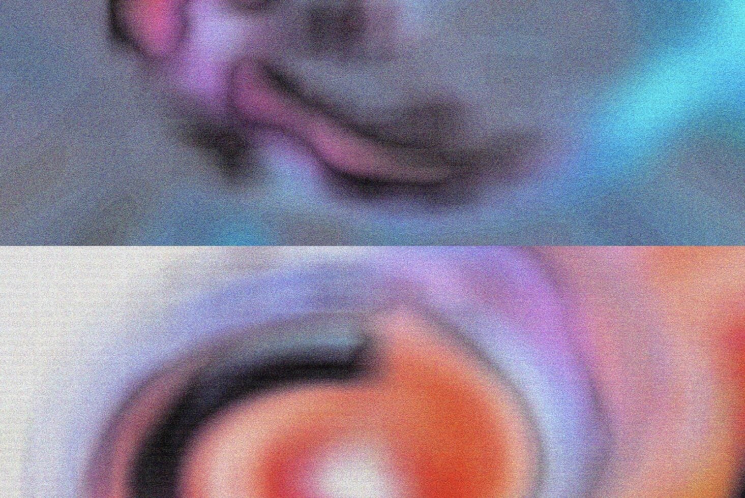 Soft blurred gradient transitioning cyan to magenta with peachy orange glow