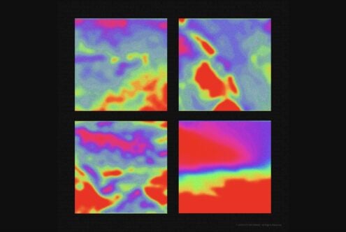 Four thermal texture tiles with red yellow orange gradient swirls