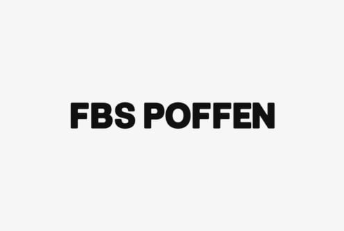 Bold black font reading FBS POFFEN on a white background. Ideal for designers seeking modern typography. Suitable for logos, branding, graphic design projects.