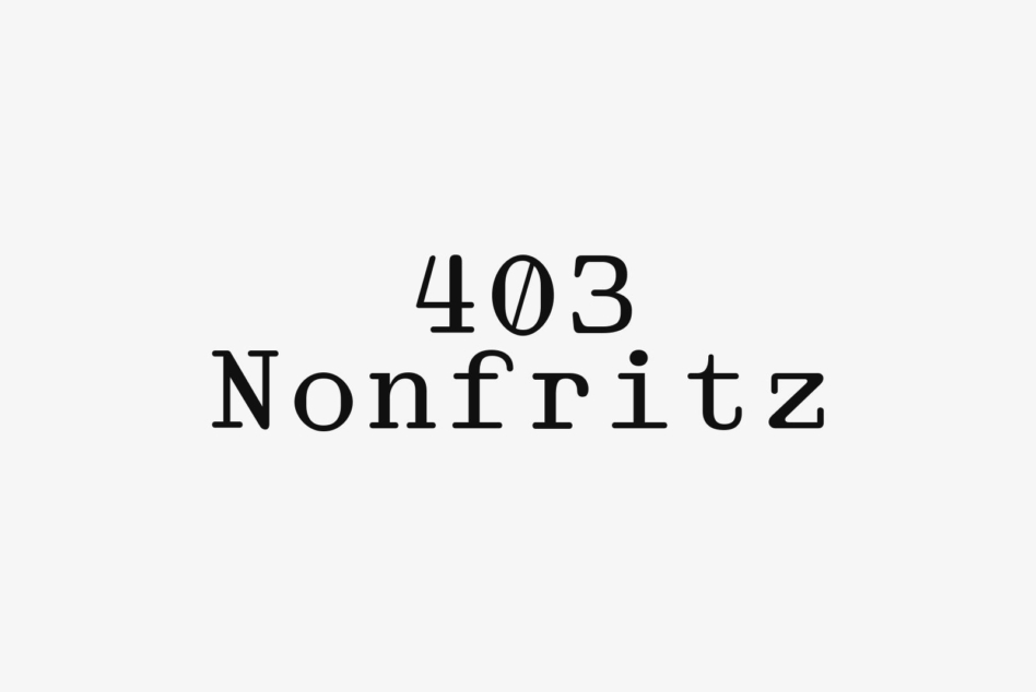 403 Nonfirtz monospace font rendering numbers with letters in retro slab style