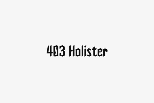 403 Holister font name on light gray background single weight