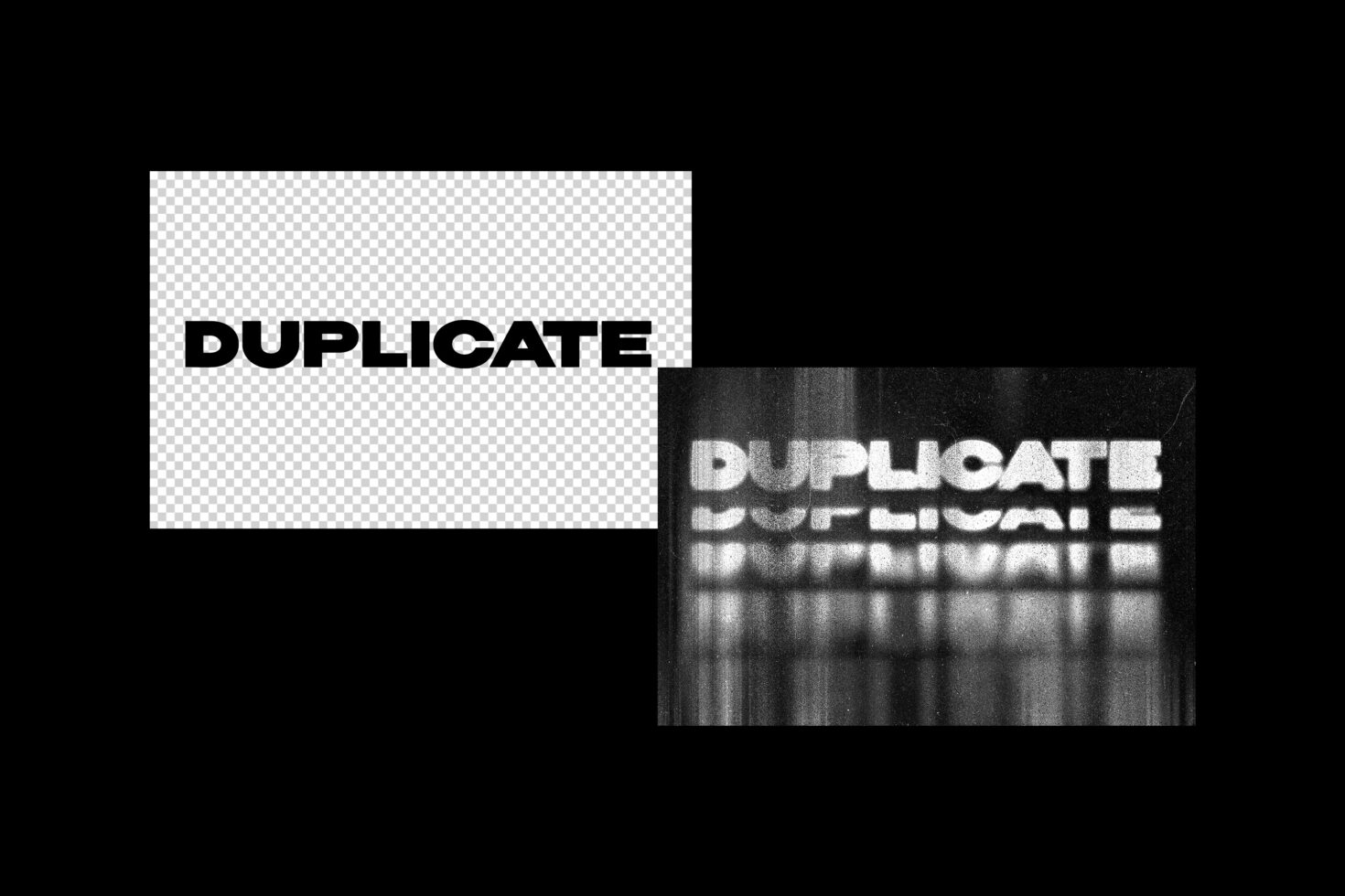 Duplicate text effect showing layered transparent glitch distortion