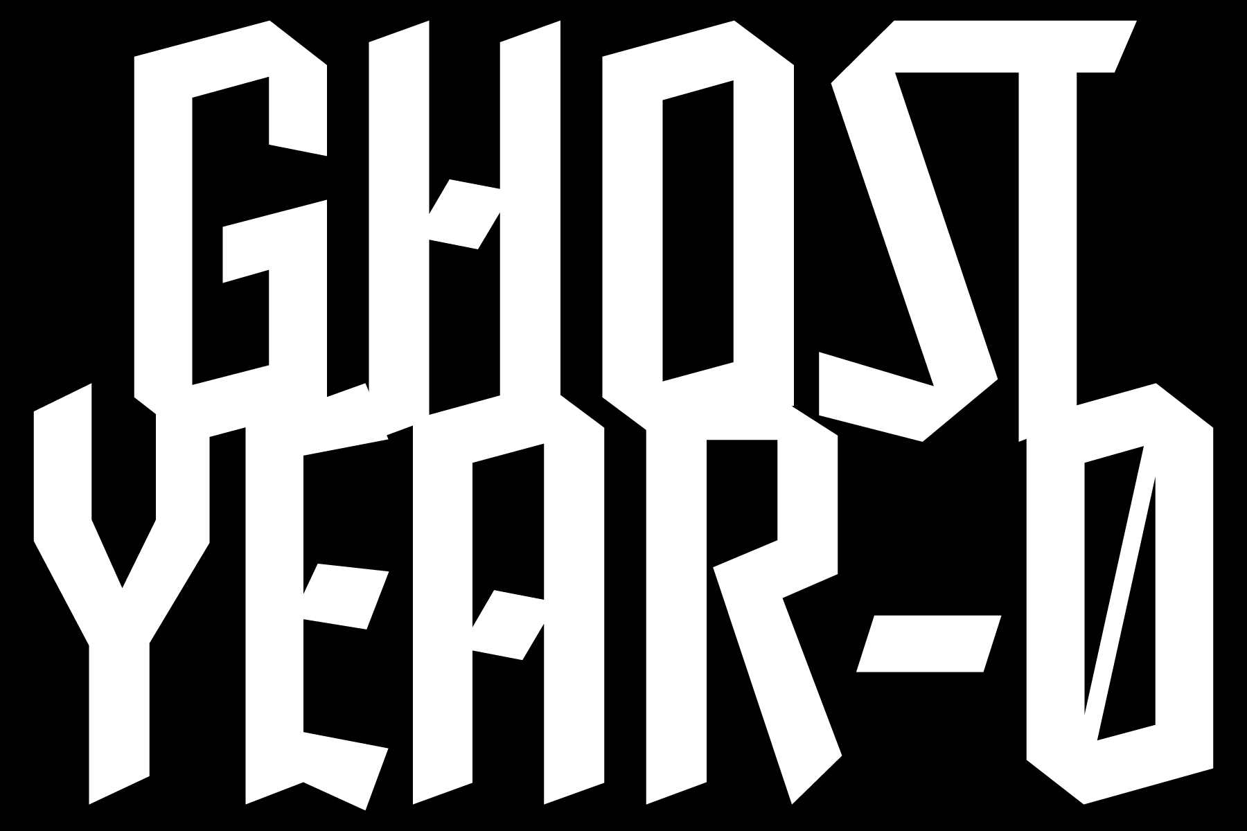 Ghost Year 5 display font in 3D perspective lettering