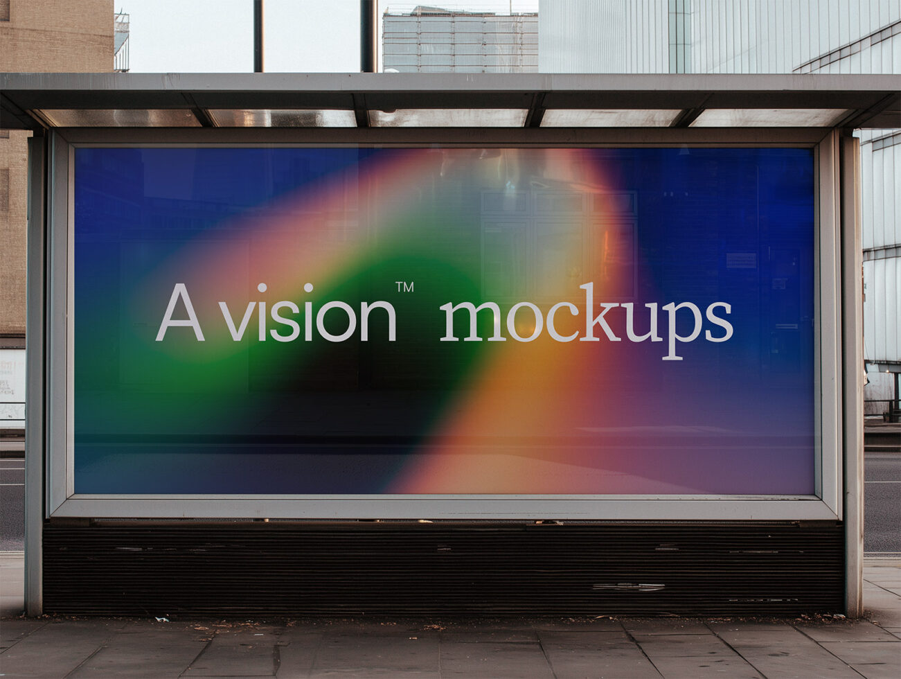 Street-level lightbox with dynamic gradient display on building