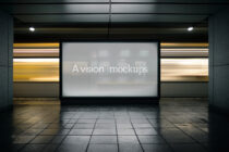 Bright LED display with colorful light reflection on pavement