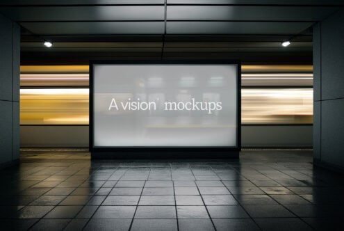 Bright LED display with colorful light reflection on pavement