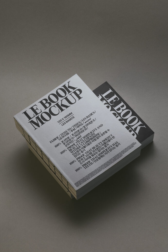 White book mockup with black spine label shown at angle with shadow