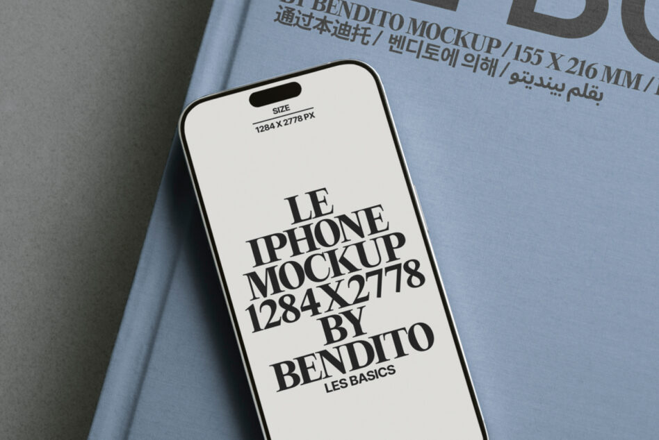 Periwinkle book surface with iPhone mockup showing cream-colored screen