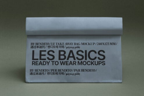 Light blue rolled paper bag mockup displaying Format Japan mockups in Osaka Kyoto