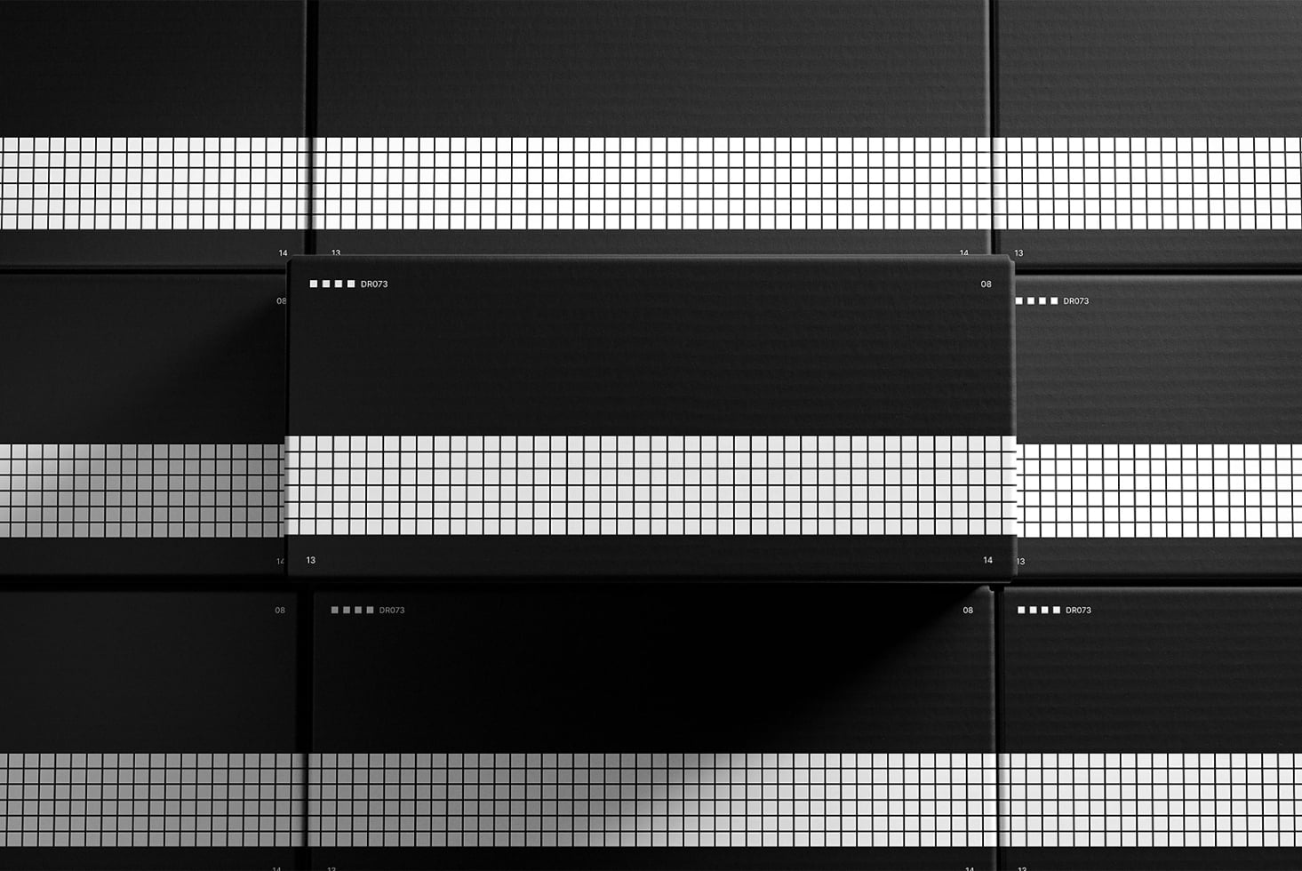 Grid pattern color reference mockup with labeled swatches on dark background