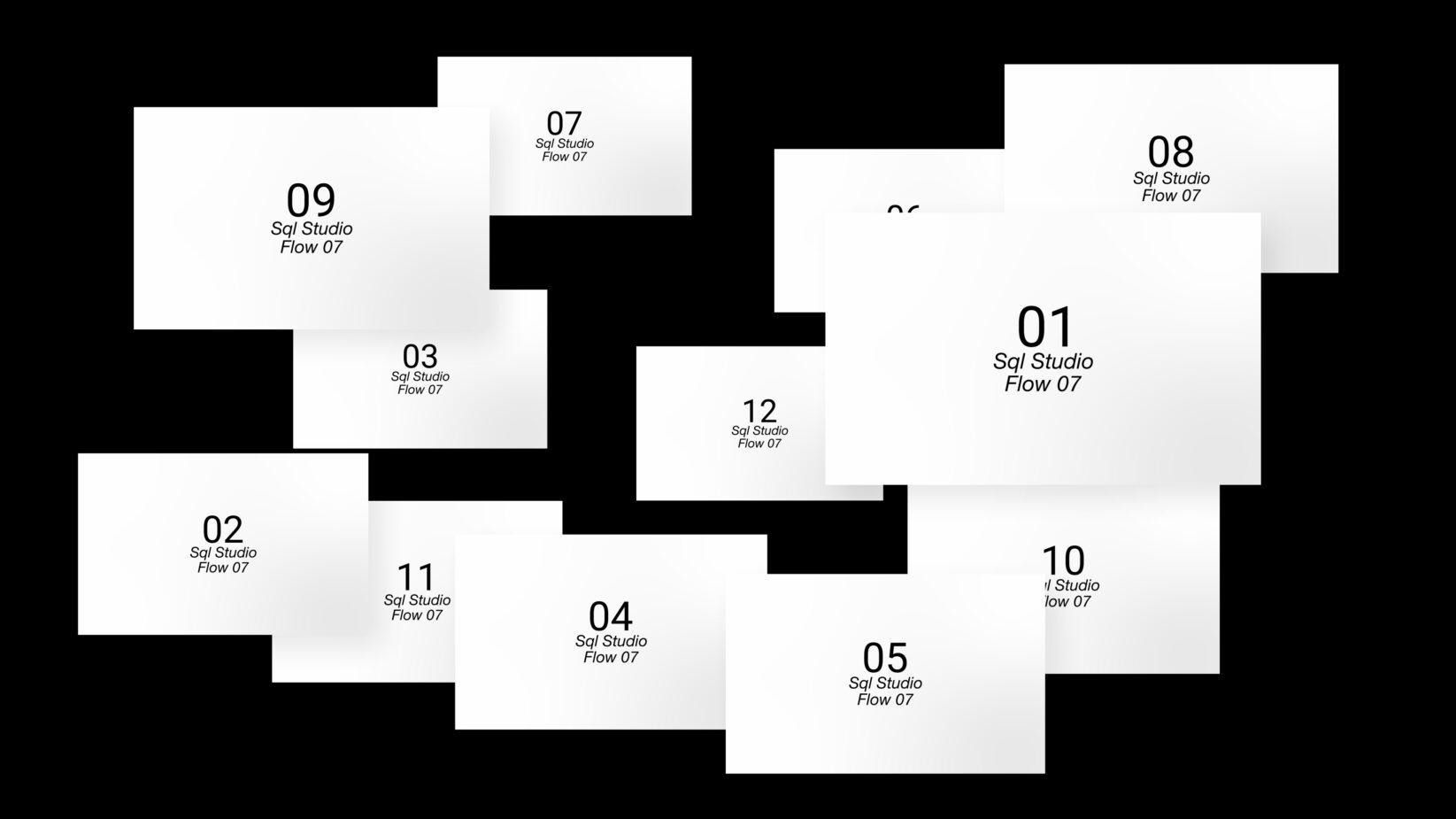 Floor plan layout mockup with numbered white spaces on black background