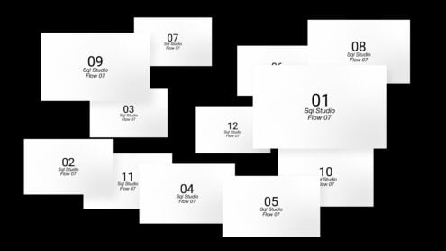 Rectangular cards with numbers arranged in a stepped pattern on a black background, ideal for displaying information or creating sequential mockups