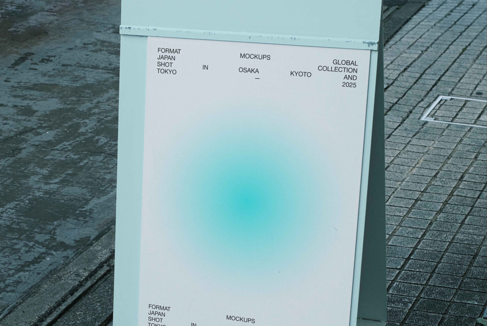 Light blue folded poster mockup with Format Japan mockups text in Tokyo Osaka Kyoto