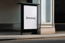 Bus shelter mockup with clean white display area ready for your design