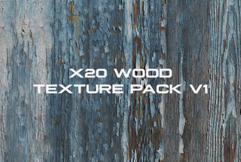 X20 Wood Texture Pack V1 title on cracked blue painted wood background