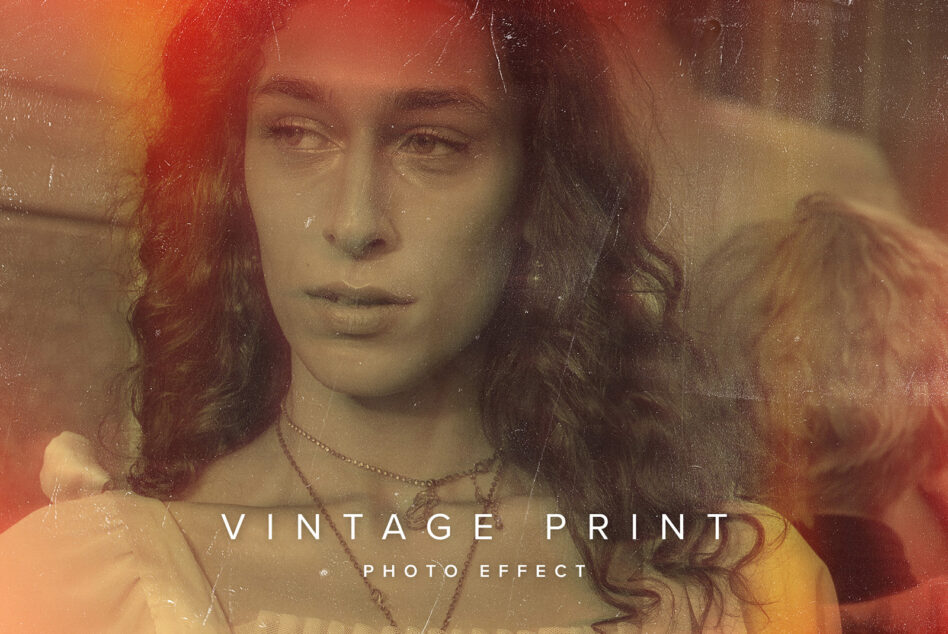 Layered portrait with warm sepia tone, grain texture, faded edges look