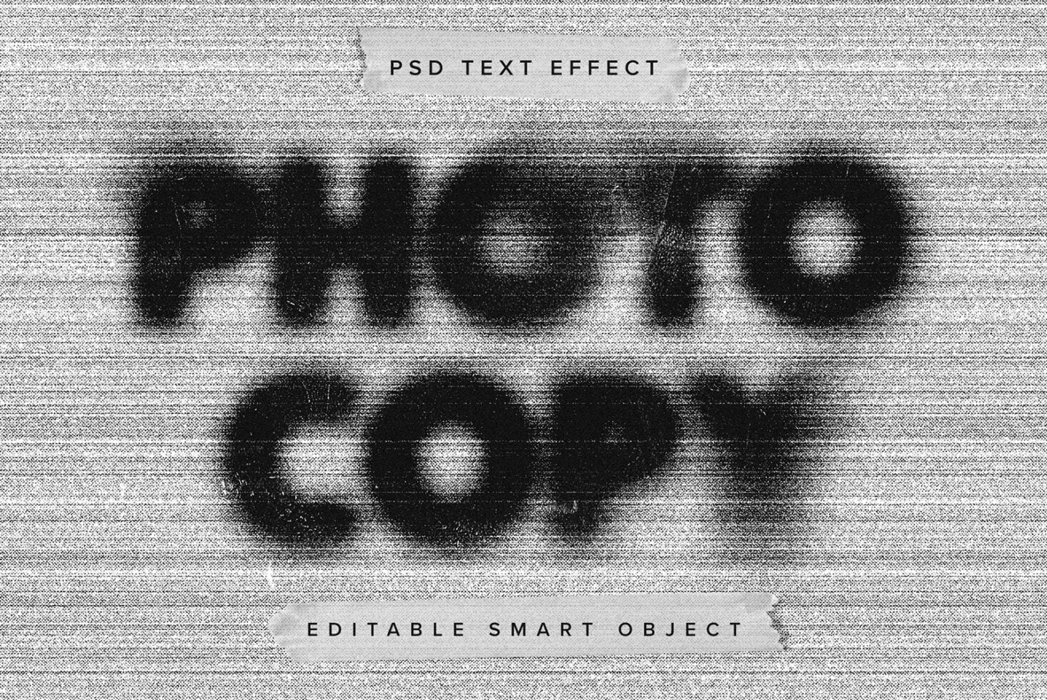 Glitchy pixelated text effect with scan lines on textured gray background