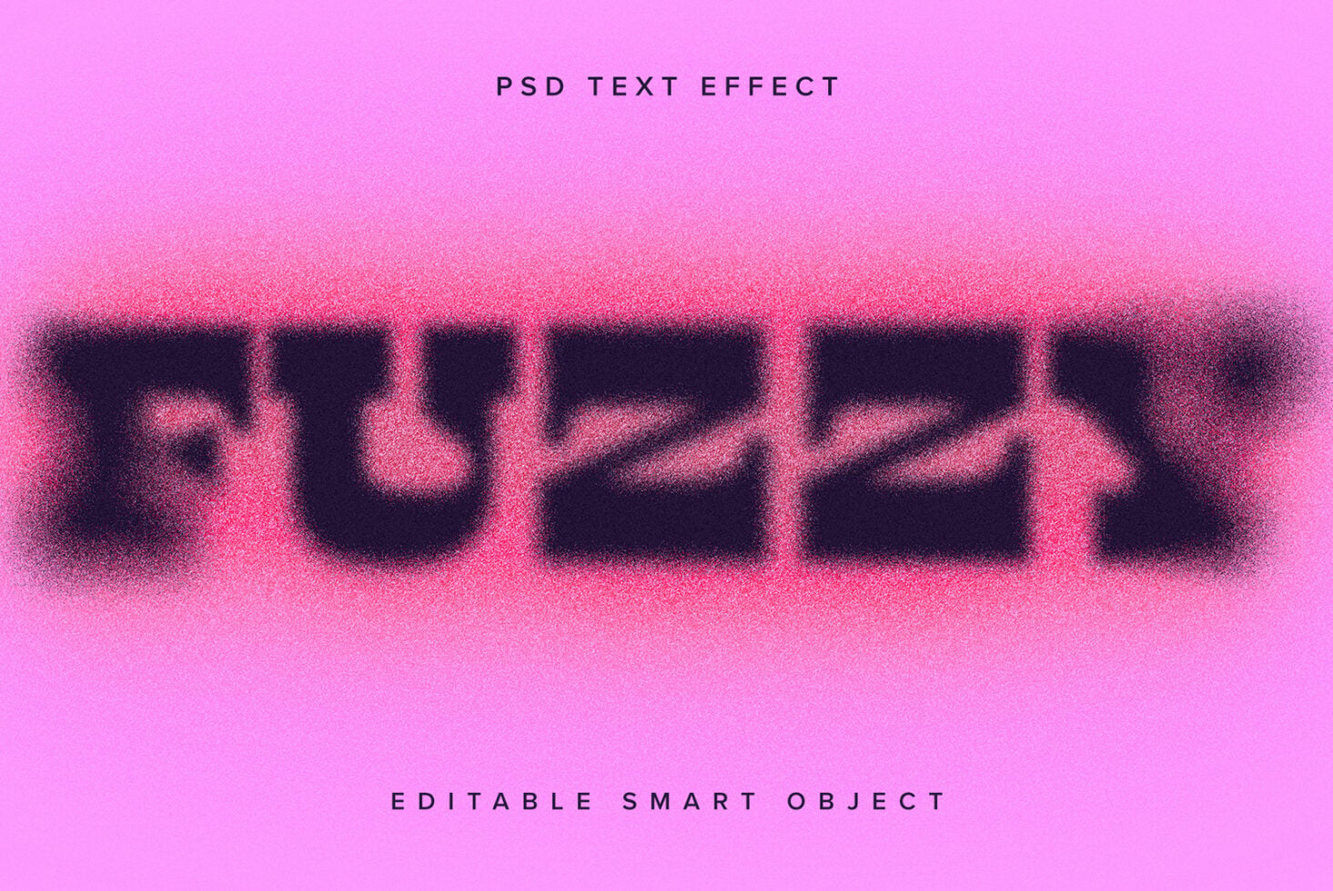Blurred grainy text effect in hot pink with dark letter shapes