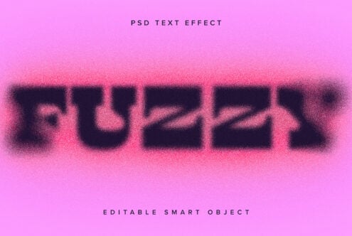 Blurred grainy text effect in hot pink with dark letter shapes