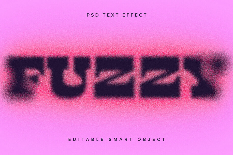 Blurred grainy text effect in hot pink with dark letter shapes