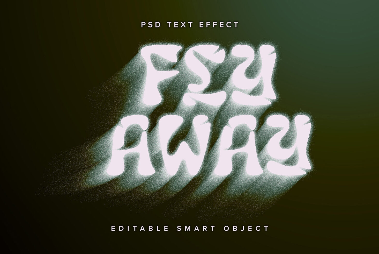 Grainy serif letters with dark shadow effect on olive gradient background