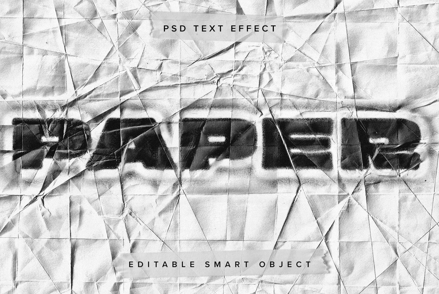 Torn paper text mockup with distressed black lettering