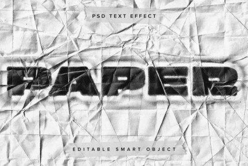 Torn paper text mockup with distressed black lettering