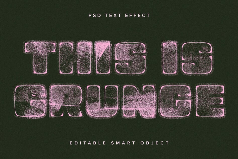 Pink glitchy numbers with noise effect on dark green background